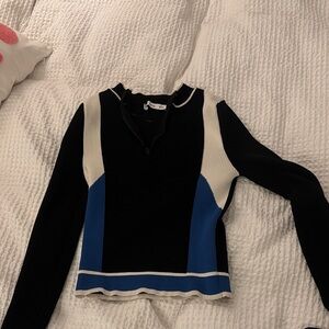 Mango Black and Blue Long Sleeve Top